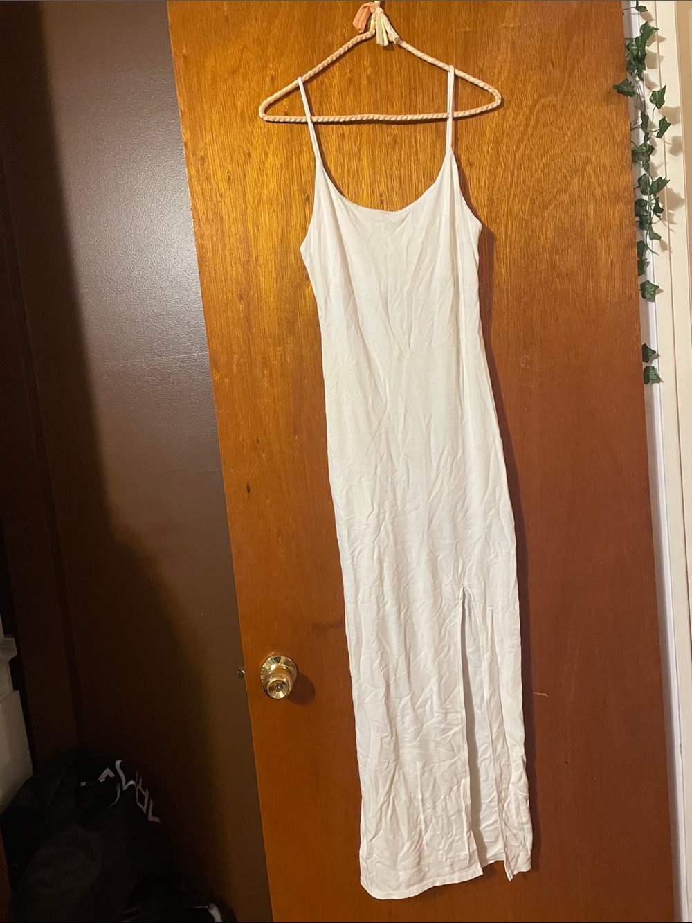 Forever 21 White Slip Maxi Dress with Side Slit